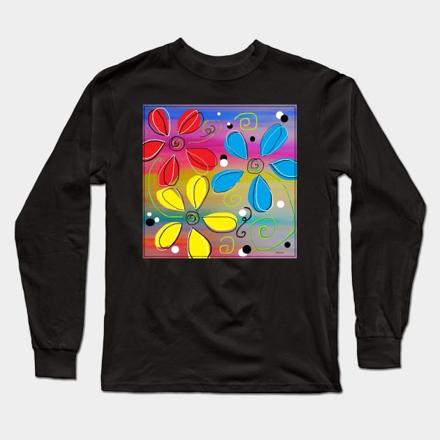 Bright Flowers Intertwined Long Sleeve T-Shirt by EloiseART